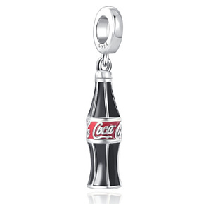 Charm Sterling Silber 925 Coca Cola Flasche, Armband-Anhänger, Essen und Trinken