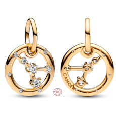 Charm Sterling Silber 925 vergoldet Sternzeichen des Krebses, Armband-Anhänger