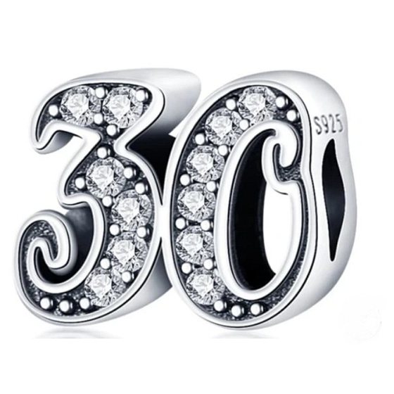 Charme Sterling Silber 925 30 Jahrestag, Perle auf Armband