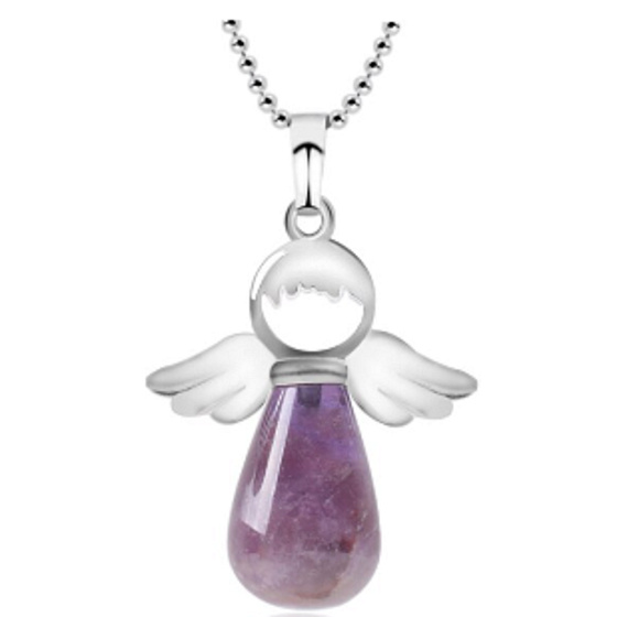 Amethyst-Anhänger Engel Naturstein 4,2 x 3 cm, Stein der Könige und Bischöfe