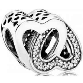 Sterling Silber 925 Verflochtene Herzen, Liebesperlenarmband