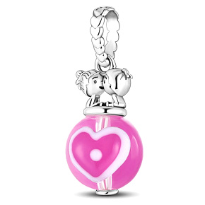 Sterling Silber 925 Kuss, Liebe, Herz, Armband-Anhänger