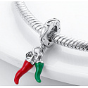 Sterling Silber 925 Chilischote - für Liebhaber der guten Küche, 2in1-Anhänger für Armband, Essen und Trinken