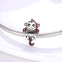 Charme Sterling Silber 925 Affe mit zwei Herzen, Perle auf Armband Tier