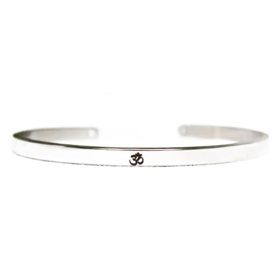 Edelstahlarmband silber mit Gravur Symbol, offene Manschette, 4 mm