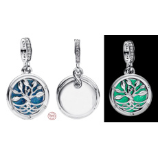 Charm Sterlingové stříbro 925 Věčná pouta zářící ve tmě, strom a nekonečno, luminozní přívěsek na náramek rodina