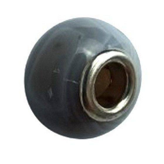 Grauer Achat Anhänger runder Naturstein 14 mm, Loch 4,2 mm 1 Stück
