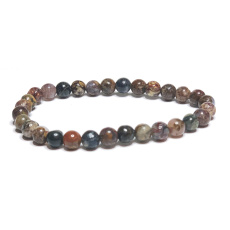 Pietersit Multi-Armband elastisch Naturstein, Kugel 6 mm / 16 -17 cm, Stein mit stürmischen Elementen