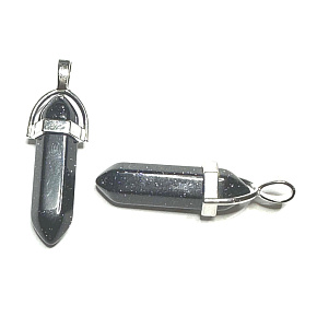 Goldstein blau Avanturin Pendel Sechseck Anhänger 41 x 13 mm, Stein der Ambition