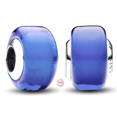 Charme Sterling Silber 925 Blau Murano Glasperle auf Armband Symbol