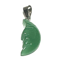Chalcedon Mond Anhänger Naturstein, handgeschliffene Figur 2,2 x 10 mm, Stein der Liebe und Freude