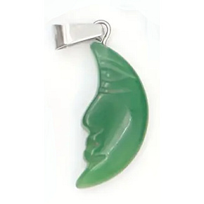 Chalcedon Mond Anhänger Naturstein, handgeschliffene Figur 2,2 x 10 mm, Stein der Liebe und Freude Chalcedon Mond Anhänger Naturstein, handgeschliffene Figur 2,2 x 10 mm, Stein der Liebe und Freude