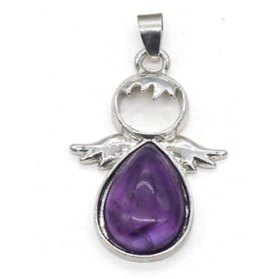 Amethyst Engel Schutzengel Anhänger Naturstein 3,5 x 2,5 mm, Stein der Könige und Bischöfe