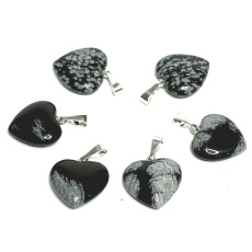 Obsidianflake Herzanhänger Naturstein 15 mm, Stein der Erlösung