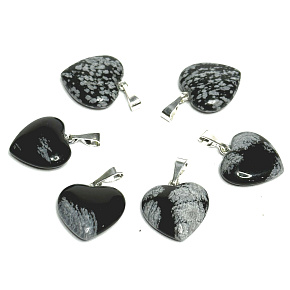 Obsidianflake Herzanhänger Naturstein 15 mm, Stein der Erlösung Obsidianflake Herzanhänger Naturstein 15 mm, Stein der Erlösung