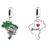 Charm Sterlingsilber 925 Brasilien Flagge - schwingende Karte, Anhänger für Armband Reisen