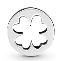 Charms Sterling Silber 925 Ausgeschnittenes vierblättriges Kleeblatt - Glück und Mut, Perle für Armband natur