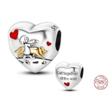 Sterling Silber 925 Hund und ich - verbinden den ganzen Weg, Perle auf einem Haustier-Armband