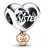 Sterling Silber 925 Herz und Inschrift Ich liebe dich Schwester - Love you Sister, Perle für Armband Familie