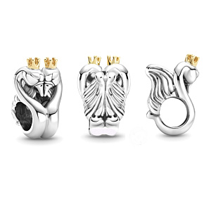 Sterling Silber 925 Schwäne und Herzen, Liebesperle am Armband