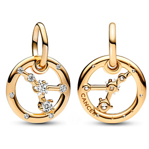 Charm Sterling Silber 925 vergoldet Sternzeichen des Krebses, Armband-Anhänger