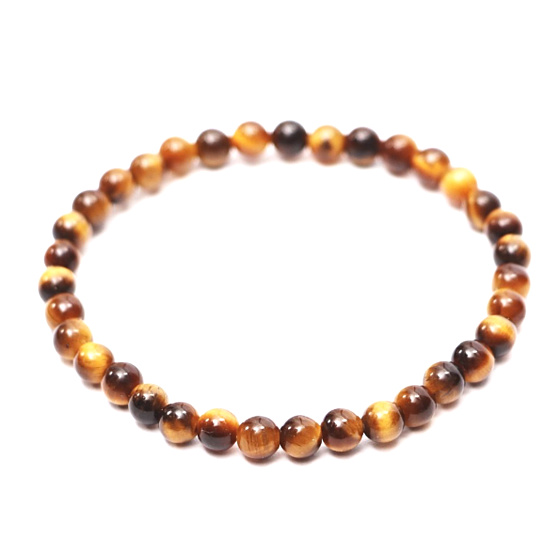 Tigerauge Armband elastisch Naturstein, Kugel 4 mm / 15 cm, für Kinder, Stein der Sonne und Erde, bringt Glück und Reichtum