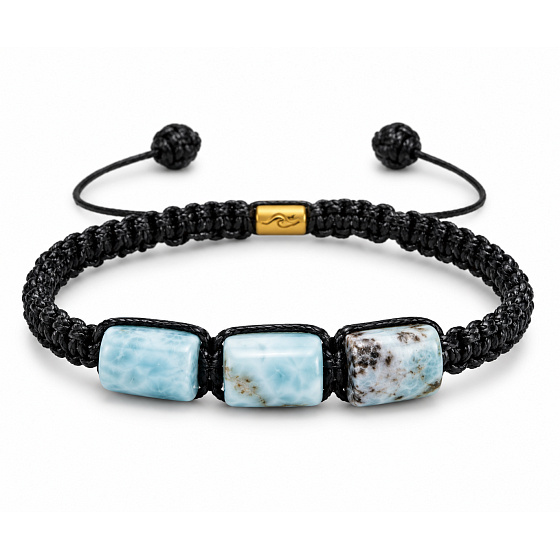 Larimar-Armband aus Naturstein, handgeflochten, verstellbare Größe, Stein des sagenhaften Atlantis