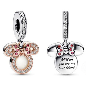 Charms Sterling Silber 925 Disney Minnie Mouse Silhouette 2in1 Mama, Armband Anhänger