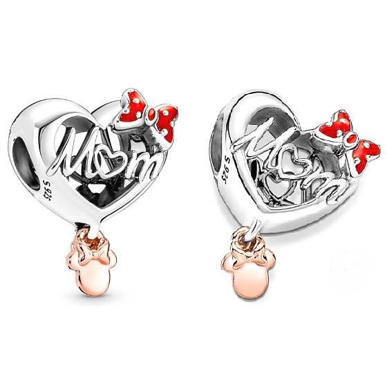 Charme Sterling Silber 925 Disney Minnie Mouse Mom - Mom, Perle für Armband