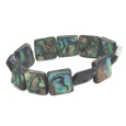 Paua mušle / Abalon s duhovou hrou barev náramek 14 x 14 mm / 16 - 17 cm, symbol ochrany a životní rovnováhy