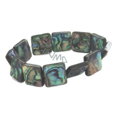 Paua mušle / Abalon s duhovou hrou barev náramek 14 x 14 mm / 16 - 17 cm, symbol ochrany a životní rovnováhy Paua mušle / Abalon s duhovou hrou barev náramek 14 x 14 mm / 16 - 17 cm, symbol ochrany a životní rovnováhy