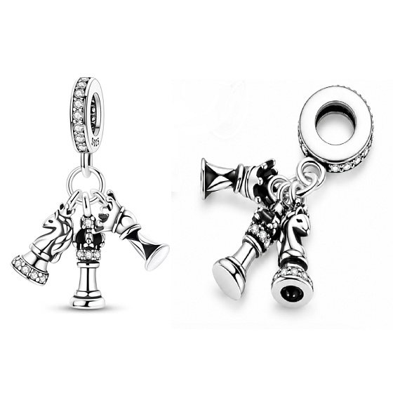 Charm Schach – König, Königin und Turm | Anhänger für Armband, Symbol für Strategie und Sieg, Interessen