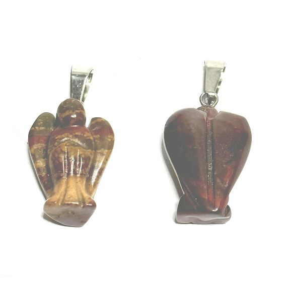 Jaspis Engel Schutzengel Anhänger Naturstein handgeschliffen 2 - 2,2 cm, Stein der positiven Energie