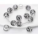 Fische, Sternzeichen, Silber + Zirkonia-Armbandanhänger, Kugel 9 mm 1 Stück
