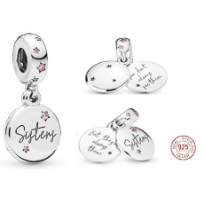 Sterling Silber 925 Sisters - Du kannst sie nicht immer sehen, aber sie ist immer da, 2in1 Familienarmband-Anhänger