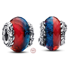 Charme Sterling Silber 925 Game of Thrones Eis und Feuer Drache, doppelte Muranoglasperle auf Armband, Film