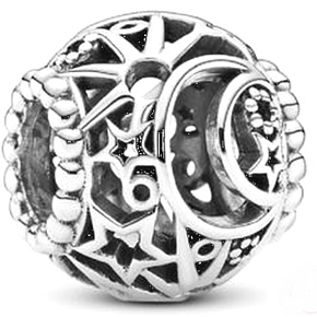 Charme Sterling Silber 925 Sonne, Mond und Sterne, Perle auf Armband Universum Charme Sterling Silber 925 Sonne, Mond und Sterne, Perle auf Armband Universum