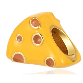 Charms Sterling Silber 925 Emmentaler - gestanzter Käse, Perle für Armband, Essen und Trinken