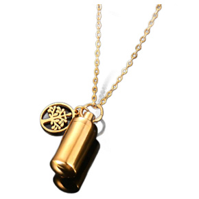 Memorial, Urnenanhänger, Baum des Lebens. gold.wasserdicht, Edelstahl 10 x 28 mm