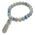 K2 Azurit in Granit + Blaues Auge in Federarmband elastische Natursteinkugel 8 mm / 16 - 17 cm