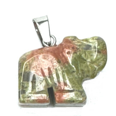 Unakit Elefant Anhänger Naturstein, handgeschliffene Figur 1,8 x 2,5 x 8 mm, Stein des persönlichen Wachstums und der Vision Unakit Elefant Anhänger Naturstein, handgeschliffene Figur 1,8 x 2,5 x 8 mm, Stein des persönlichen Wachstums und der Vision