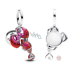 Charm Sterlingové stříbro 925 Humr červený - Jsi úlovek, přívěsek na náramek láska, zvíře Charm Sterlingové stříbro 925 Humr červený - Jsi úlovek, přívěsek na náramek láska, zvíře