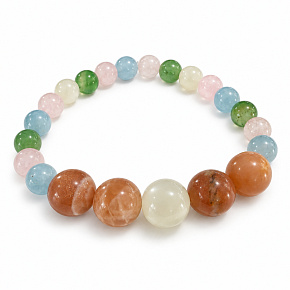 Armband mit Geschichte – Ich liebe dich, Tochter, natürliche Mineralien, Kugel 8 mm / Handgelenk 16–18 cm