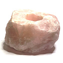 Rosenquarz-Kerzenleuchter roher Naturstein 110 x 110 x 60 mm 1 Stück, Stein der Liebe
