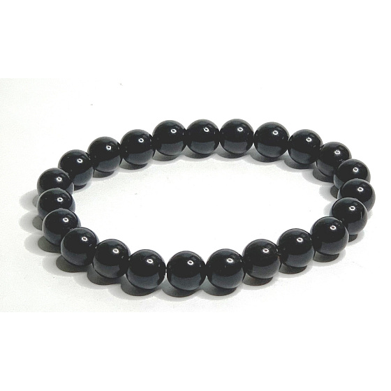 Morion Armband elastisch Naturstein, Kugel 8 mm / 16 - 17 cm