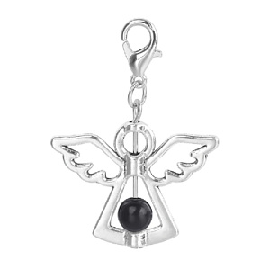 Schutzengel-Anhänger mit schwarzer Perle 29 x 37 mm 1 Stück