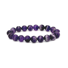 Amethyst Chevron Armband elastisch Naturstein, Kugel 10 mm / 16 - 17 cm, Stein der Könige und Bischöfe