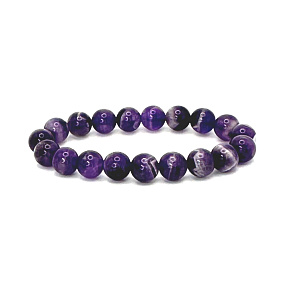 Amethyst Chevron Armband elastisch Naturstein, Kugel 10 mm / 16 - 17 cm, Stein der Könige und Bischöfe