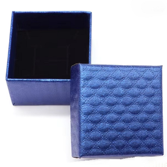 Geschenkbox aus strukturiertem Papier mit Schmuckschwamm dunkelblau 5,1 x 5 x 3,3 cm 1 Stück
