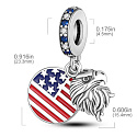 Sterling Silber 925 USA Flagge + Adler, 2in1 Reisearmband Anhänger